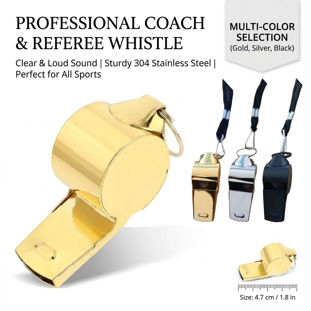 Stainless Steel Whistle Loud Sound Professional Coach Referee Whistle Outdoor Survival Emergency Sports Equipment