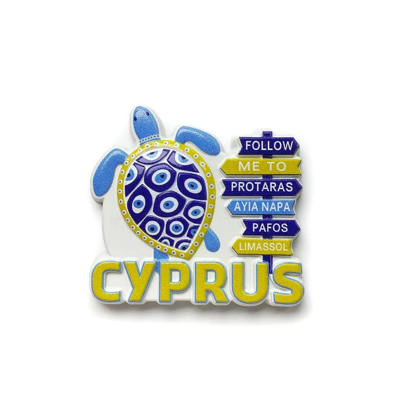 

Cyprus 3D Resin Fridge Magnet - Evil Eye Turtle Signpost to Protaras Ayia Napa Refrigerator Magnets Cute Home Decor
