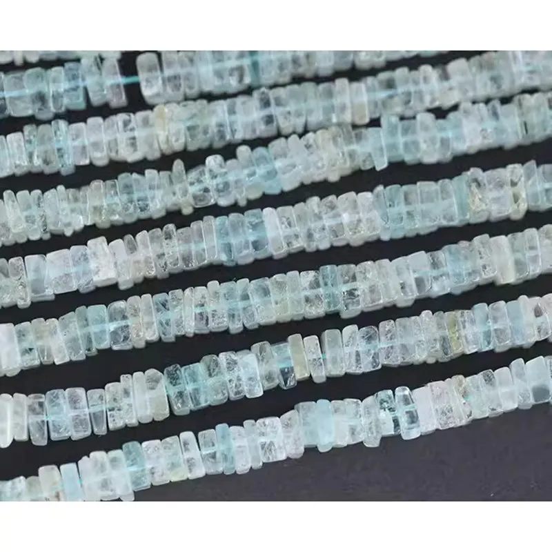 

7A AQUAMARINE BLUE square roundelle 5-6mm nature for making jewelry necklace 38cm FPPJ wholesale