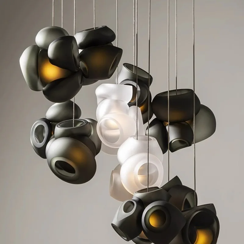 

2026 Nordic Postmodern Glass Chandelier Restaurant Living Room Simple And Personalized Homestay Club Dining Table Hotel Glass Li