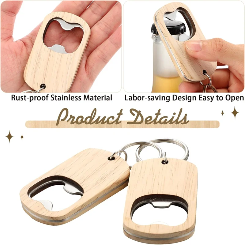 Wooden Corkscrew Keychain Blank For Engraving DIY Gift Wedding Birthday Party Favor-Best Selling