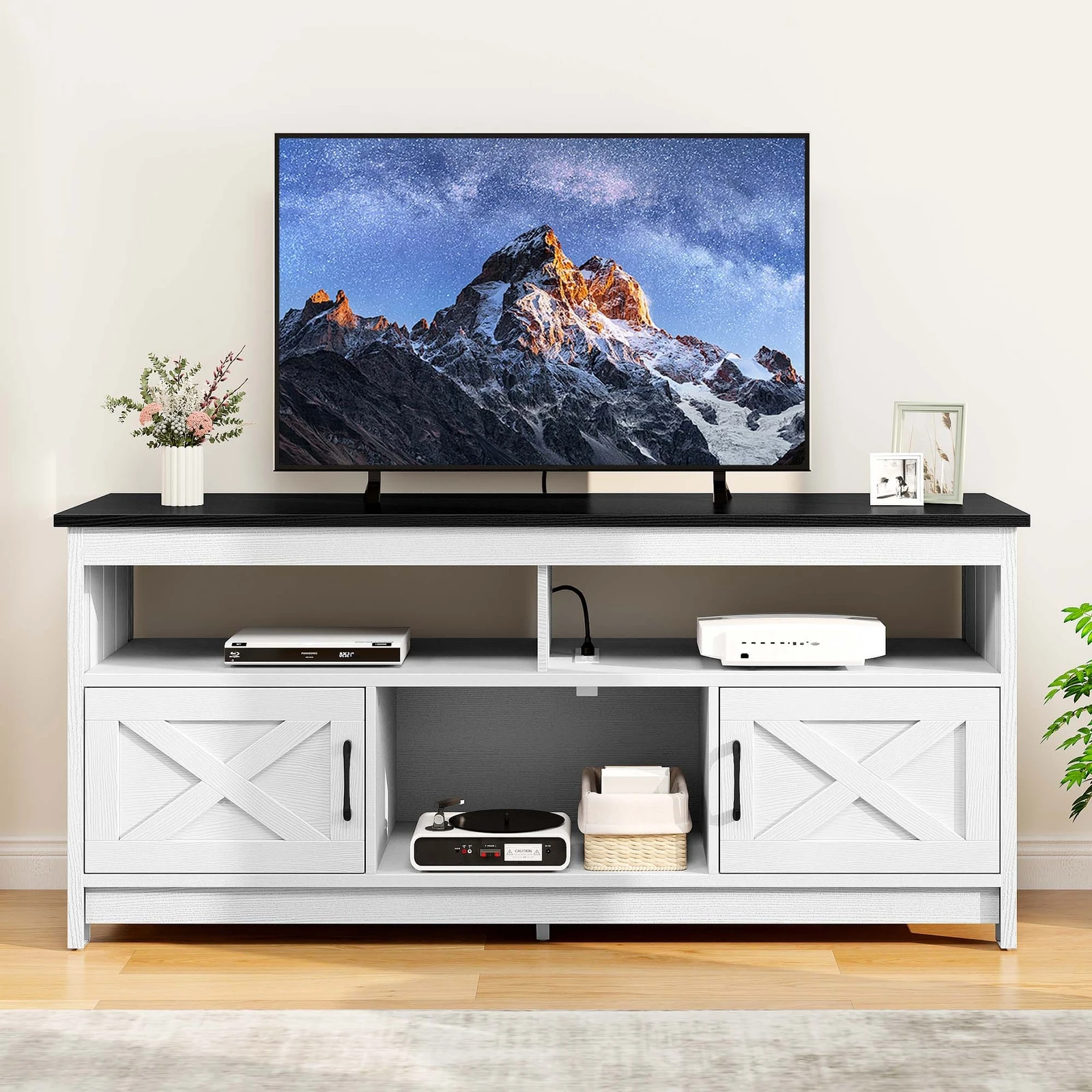 

TV Stand with Power Outlets for Up to 65 inch Entertainment Center Media Console