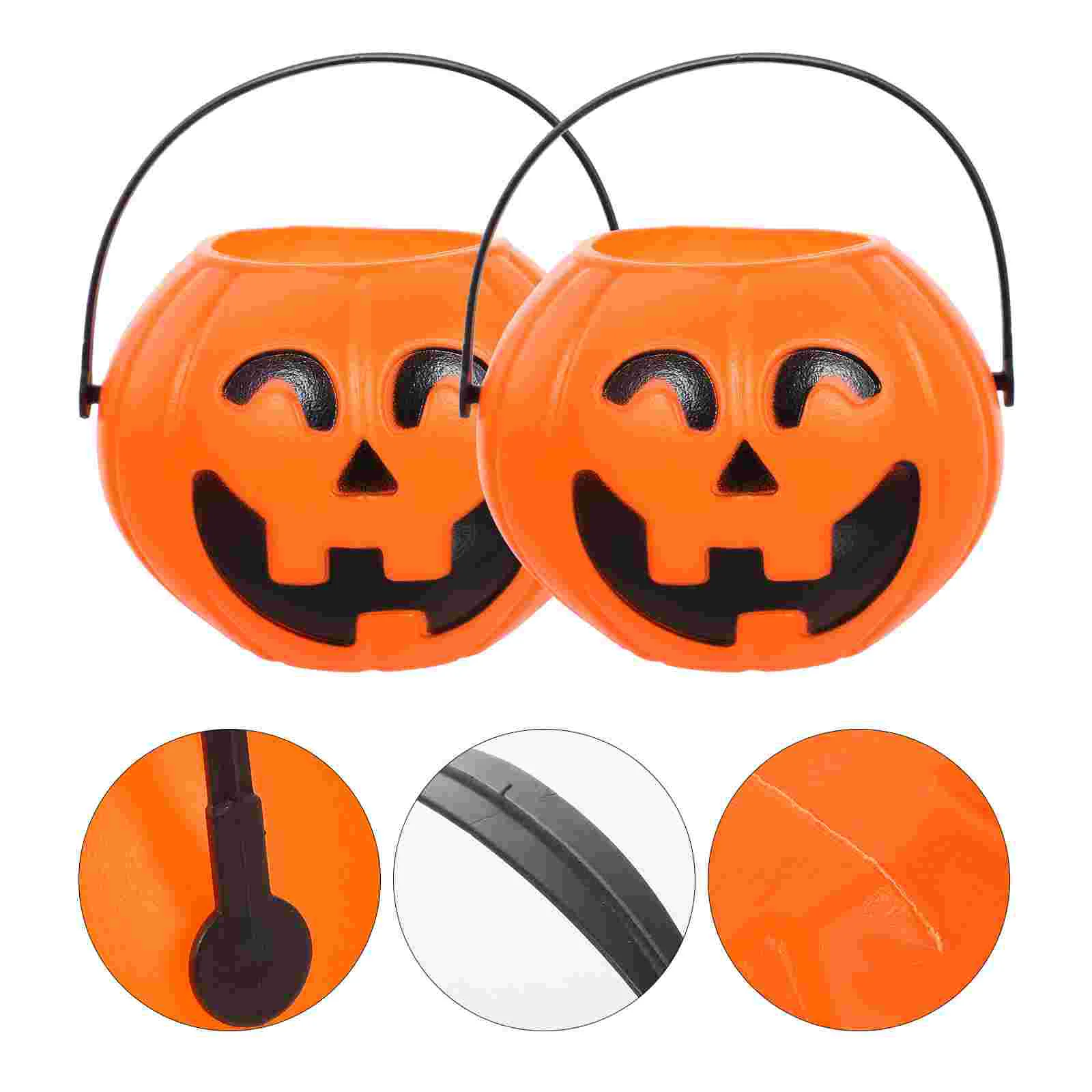 

2 Pcs Candies Pumpkin Lantern Halloween Bucket Candy Holder Portable Pail Child