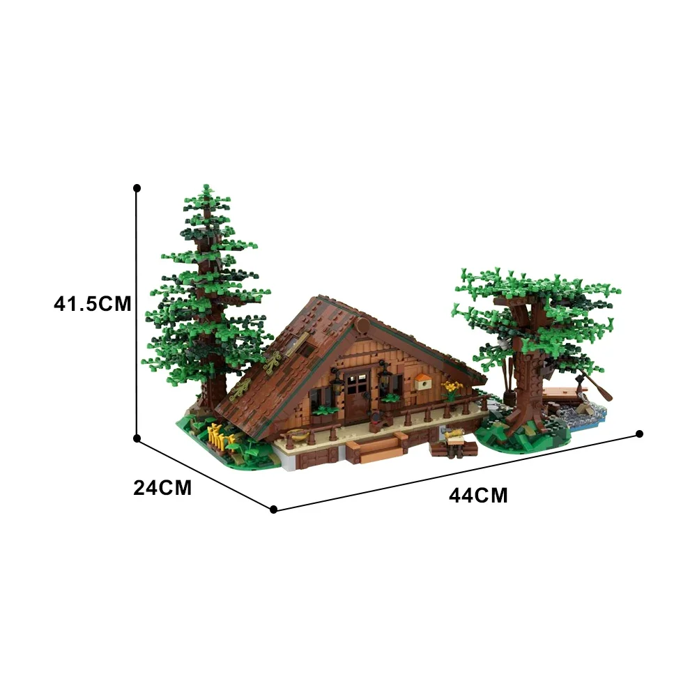 Gobricks MOC Forest Cabin Villa Architecture Building Blocks Model Forest Unique House Bricks Toys for Children Birthday Gifts