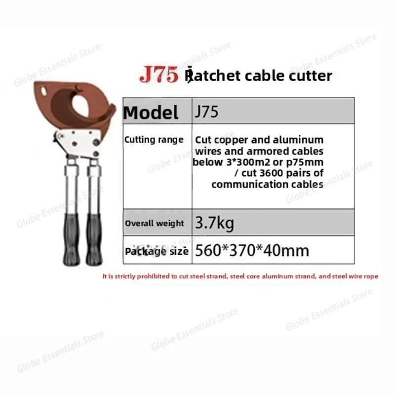 

Ratchet-type Cable J75 Scissors, Wire Pliers, Telescopic Anti-slip Manual Cable-specific Wire Scissors