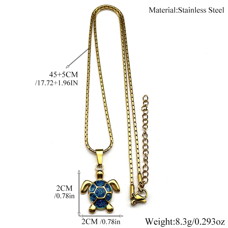 السلاحف البحرية الفولاذ المقاوم للصدأ القلائد للنساء الرجال الذهب اللون الجمالية المحيط نمط الهيب هوب سلسلة بدلاية مجوهرات اكسسوارات
