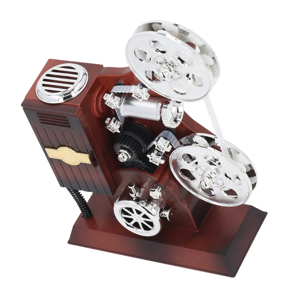 ABS Projector Music Box Brown Projector ABS Material Music Ornament 8.46 X 6.69 X 3.15in Desktop Retro Decor Box