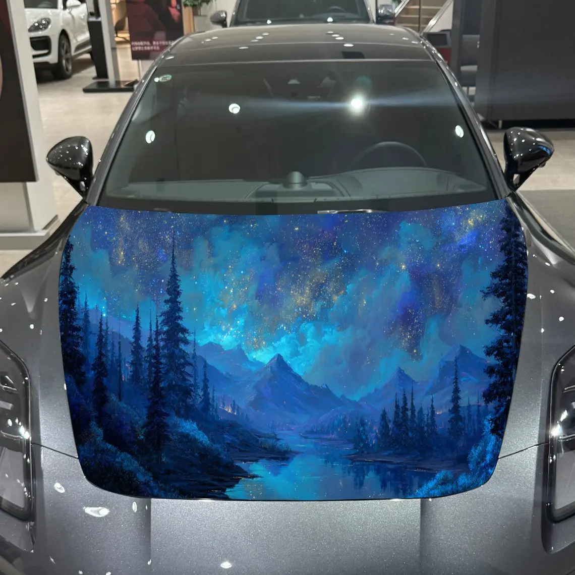 

Cold and gloomy forest aurora Car Hood Vinyl Stickers Car Surface Protection Decal Car Decoration Cover Vinyl Wraps Waterproof S