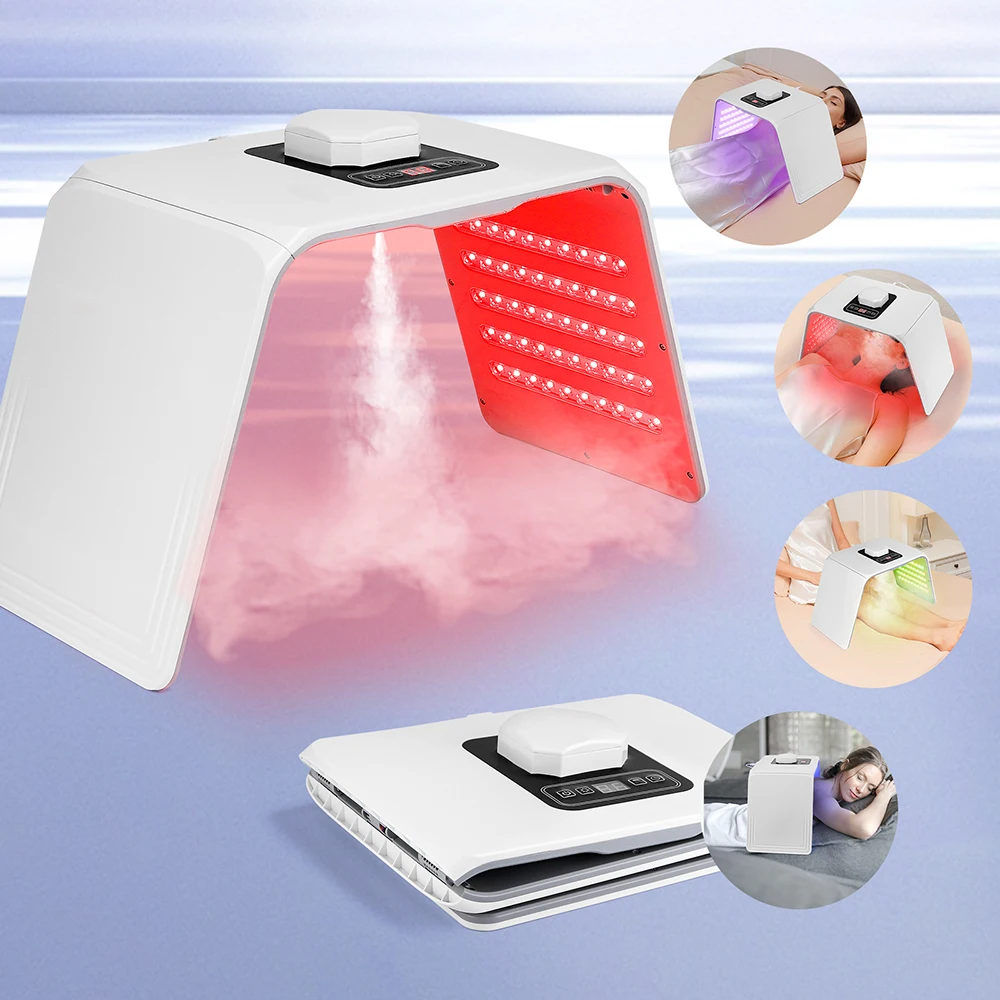 7色LEDフェイスマスクフォトンマシン、ナノスプレー付き、顔・体用スキンケア、肌再生美容機器、ホームSPAデバイス