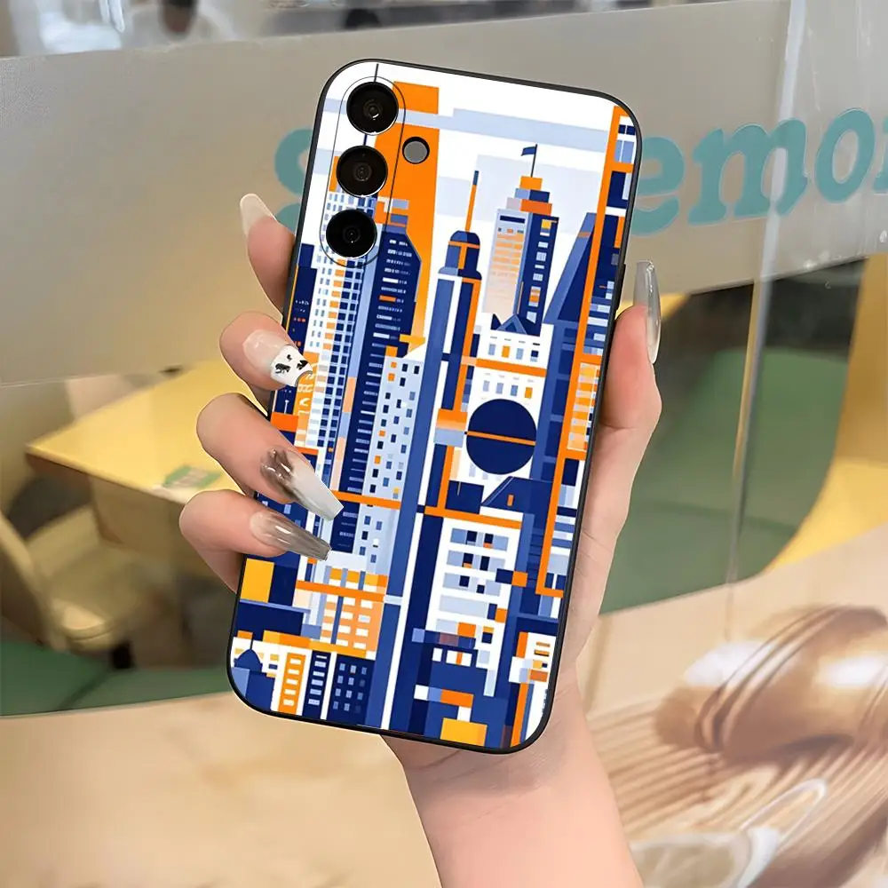 Mondrian City Phone Case For Samsung S26 S25 Edge S24 S23 S22 S21 Ultra Plus Fe A55 56 15 4G 5G Galaxy Silicon Cover
