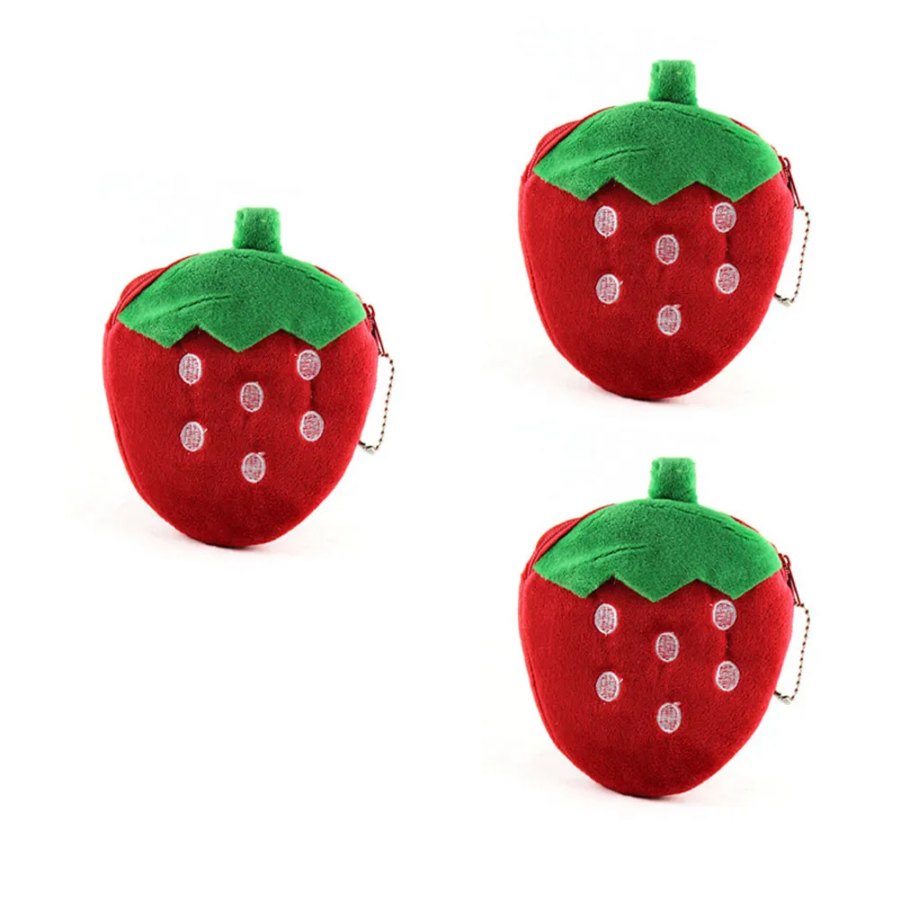 

Red Strawberry Coin Purse Mini Zip Pouch Lightweight Compact Wallet for Coins Cash Cards Keys Lipstick Headset USB Cable Daily