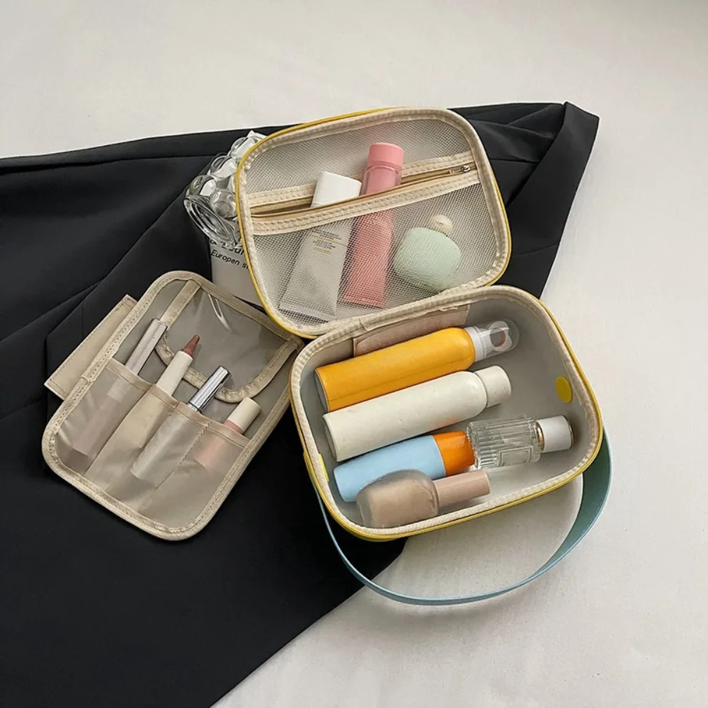 

Cartoon Storage Silicone Makeup Bag Handle Large Capacity Travel Cosmetic Container Portable Multifunctional Wash Pouch Travel