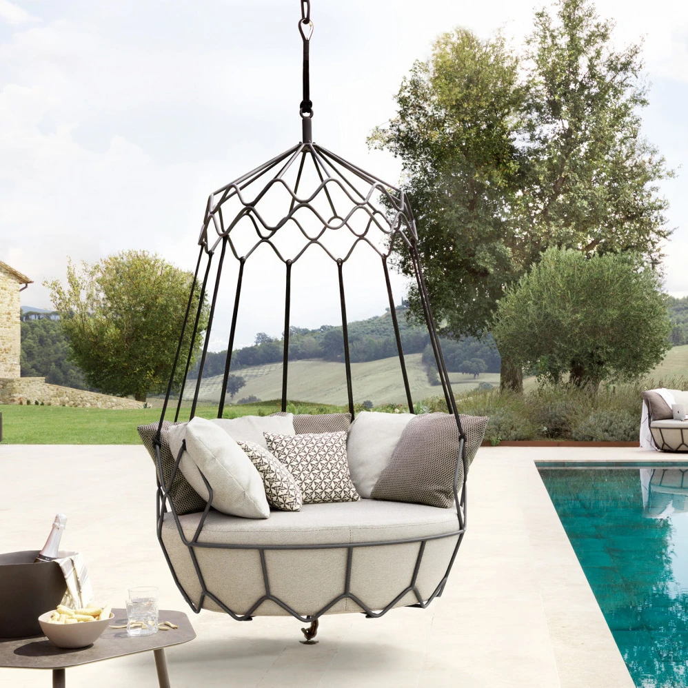 Modern Design Royal Blue Cushion Patio Hanging Swing Chair with Stand  Garden Outdoor Furniture view 3