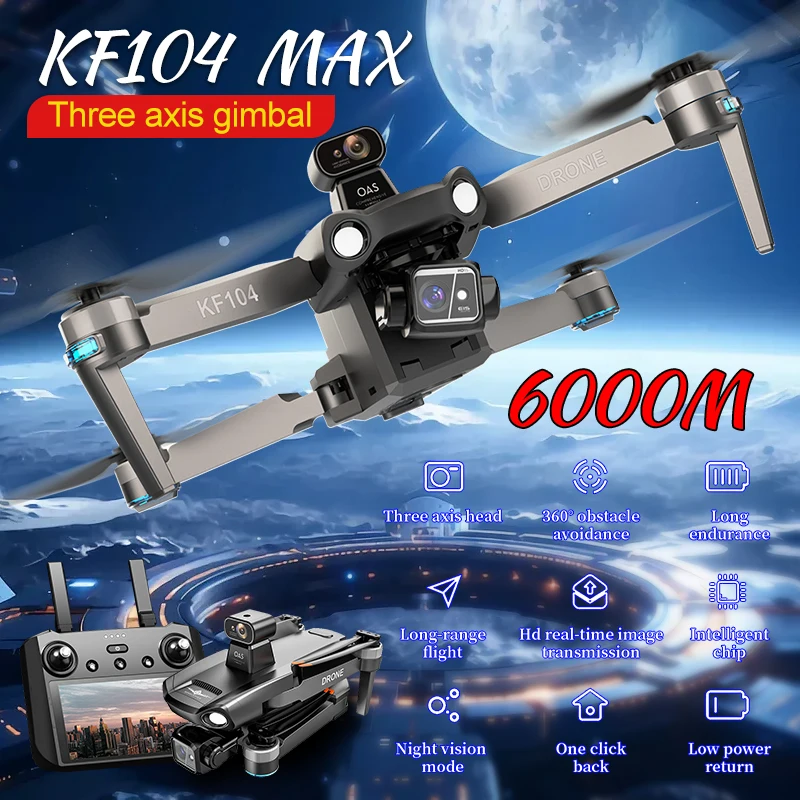 Original SJRC KF104 MAX GPS Drone 8K Profesional 8K HD Camera Drones 3-Axis Stabilized Gimbal 5G WIFI RC Brushless Quadcopter