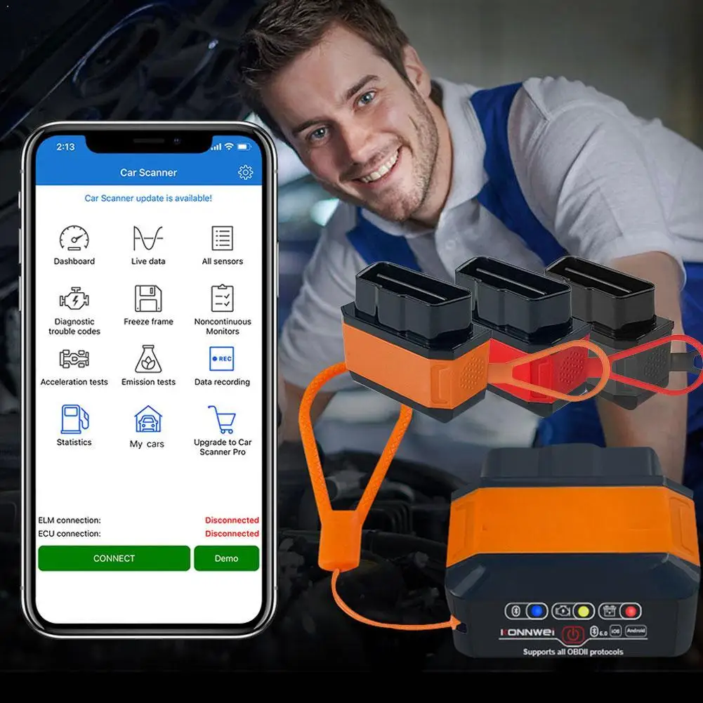 

Автомобильные диагностические инструменты Bluetooth 5.0, сканер OBD2 для автомобилей с поддержкой OBD2 и EOBD, инструмент для диагностики двигателя автомобиля.