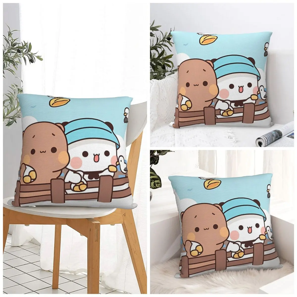 

Pillow Cover Bubu And Dudu Panda Custom DIY Cushion Cover Retro Trendy Pillow Case For Chair Sofa Home Decoration Pillowcases