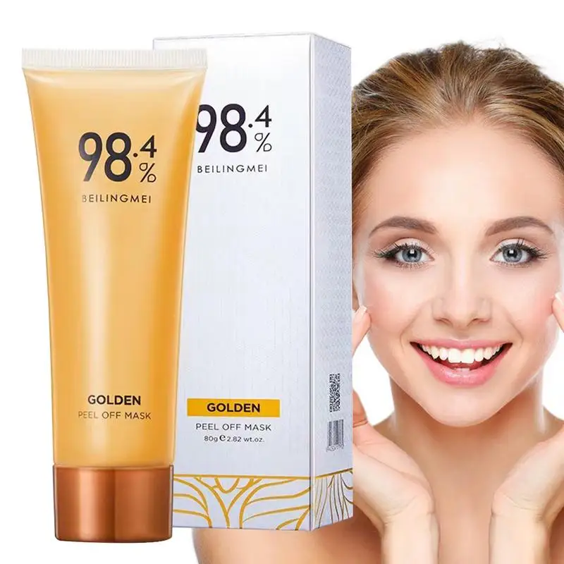 Máscara Peel-Off de folha dourada para mulheres, ouro 24K, firmadora, máscara facial para áspera, poros grandes, pele de limpeza profunda