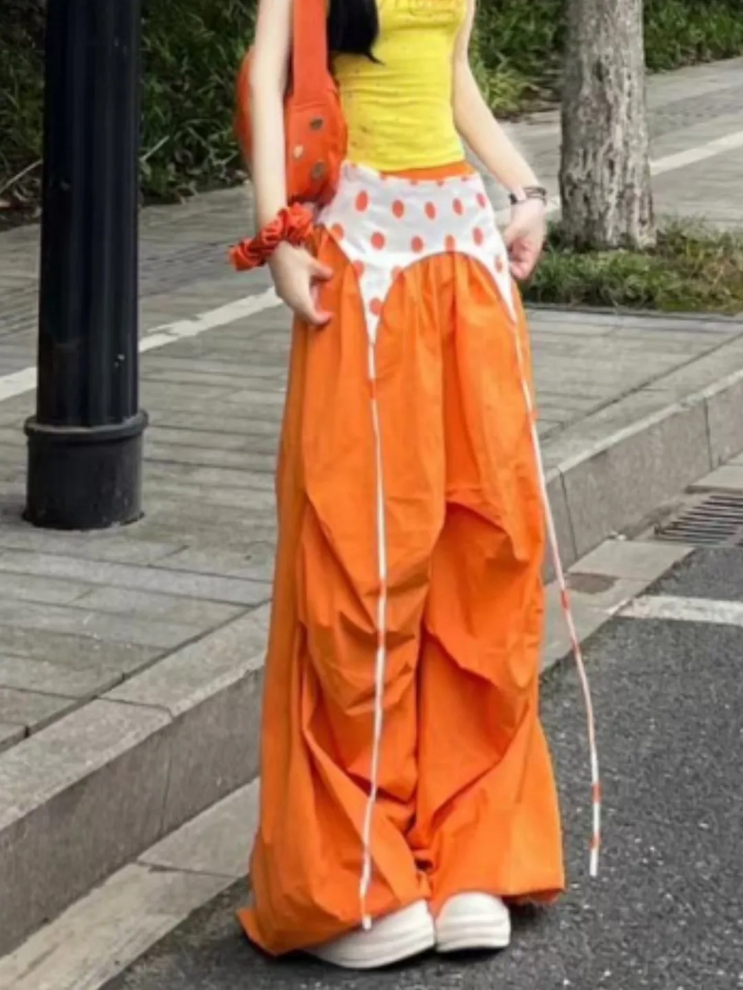 

American Casual Wide Leg Pants Men Women Summer Street Sle Color Blo Simple Leisure Trousers Overlap Design Sensation