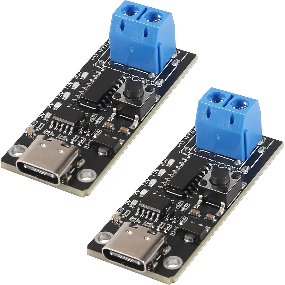 ZIZI 2PCS Fast Charge USB-C Power Trigger Module Type-C Input 100W 5A PD QC DC Adjustable Voltage 5V 9V 12V 15V 20V
