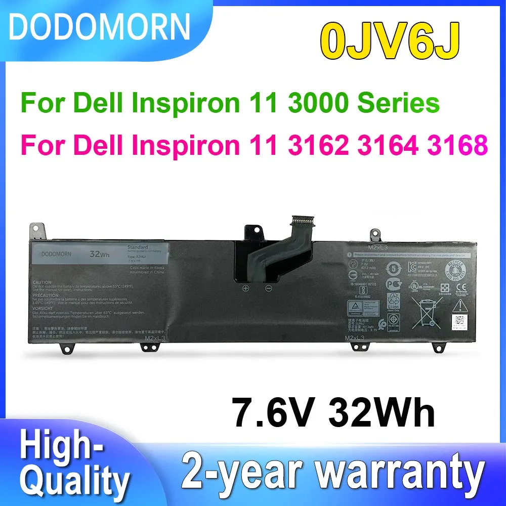 بطارية DODOMORN لطراز Inspiron 11 من سلسلة DODOMORN p24jv6j بطاريات لاب توب سلسلة jv6j 0HH6K9 8NWF3 32Wh