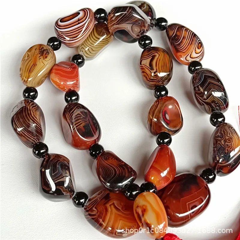Brazil Sardonyx Rough Stone With Shape Eighteen Beads Handheld Jade Colors Agate