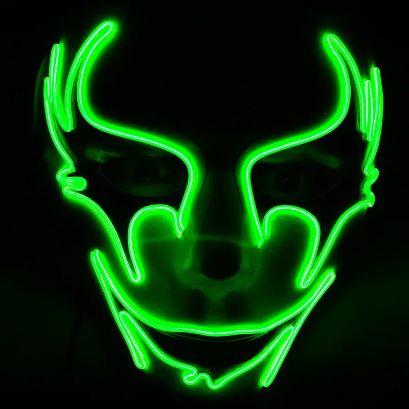 Street dance Horror LED Mask Ghost Walk Dance Grimace Halloween Cold Light Horror Mask Masquerade will be makeup night