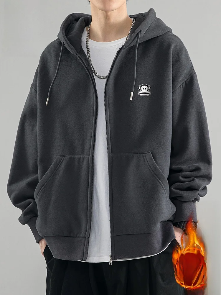 

PaulFrank Men's Hooded Fce-Lined Open Cardigan Loose Fit Casual Sweatirt American Sle Autumn Winter New Arrival