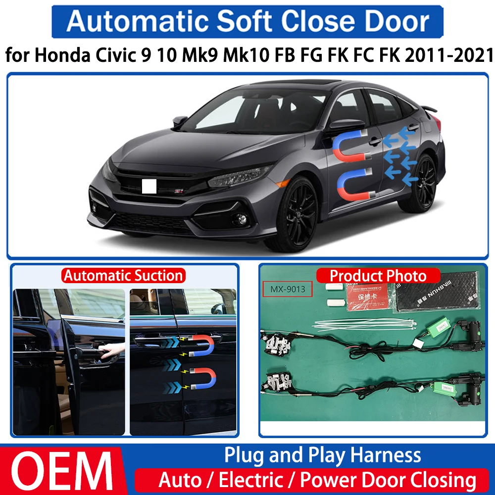 for Honda Civic 9 10 Mk9 Mk10 FB FG FK FC FK 2011-2021 Car Automatic Soft Close Door Electric Suction Auto Power Closing System