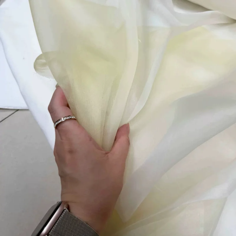100%Mulberry Silk Organza Fabric Dreamy Gradient Lightweight Spring Summer Breathable Dress Handmade DIY Home Craft Material view 4