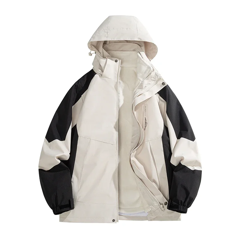 Chaqueta cálida de invierno con forro grueso de terciopelo para exteriores, abrigo impermeable resistente al desgaste para senderismo y escalada, 3 en 1, M-5XL