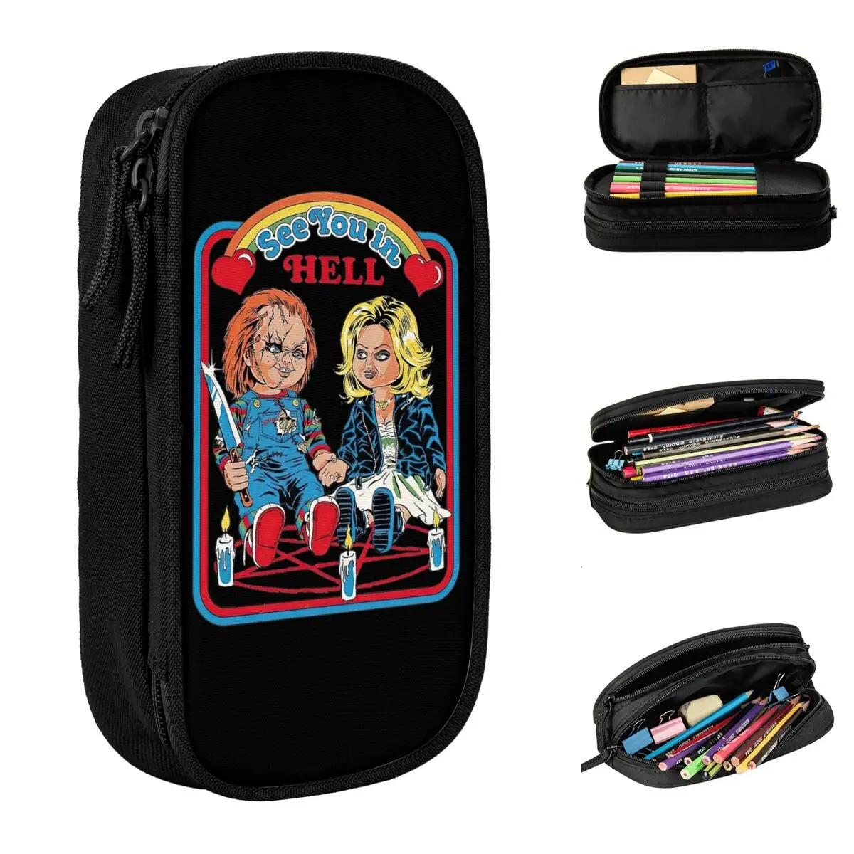 Chucky See You In Hell Pencil Case Creative Pen Bags Kids Large Storage Students School Gift Pencil Box