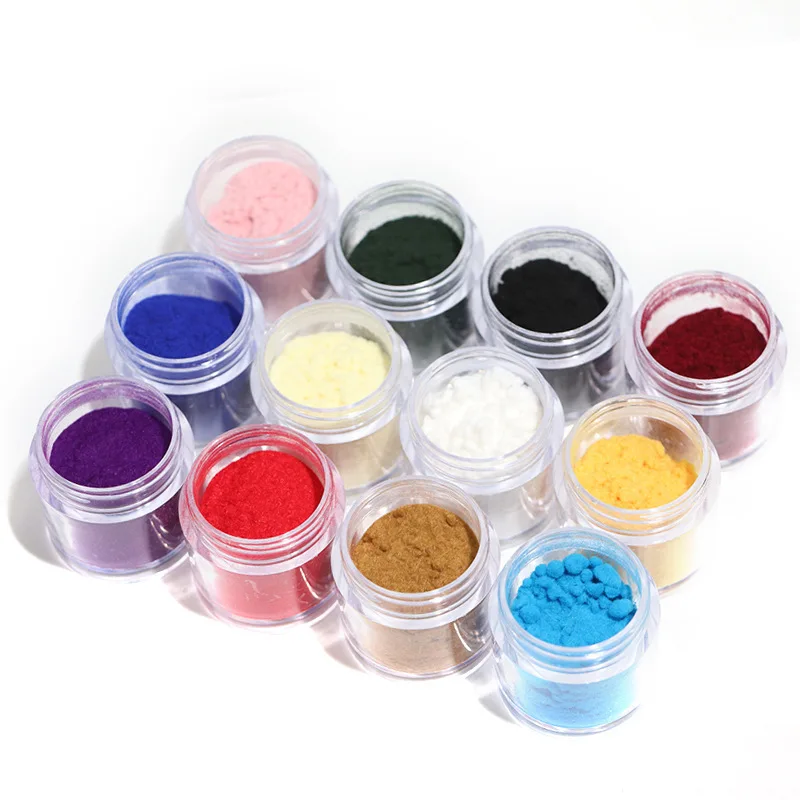 12 Farben Nail Art 10g abgefüllter Samts chmuck Samt pulver Glitzer pulver Pailletten Acryl Nagel pulver