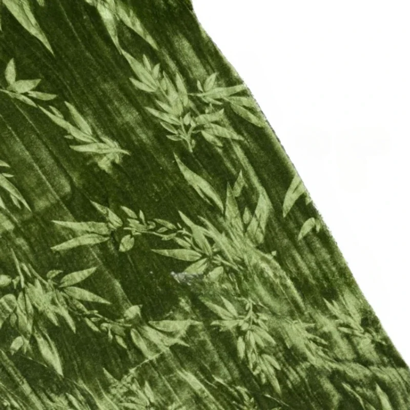 1m*1.6m Bamboo Floral 2024 Dark Green Jacquard Fabric African Embroidered Velvet Fabric for Dress Cheongsam Sewing