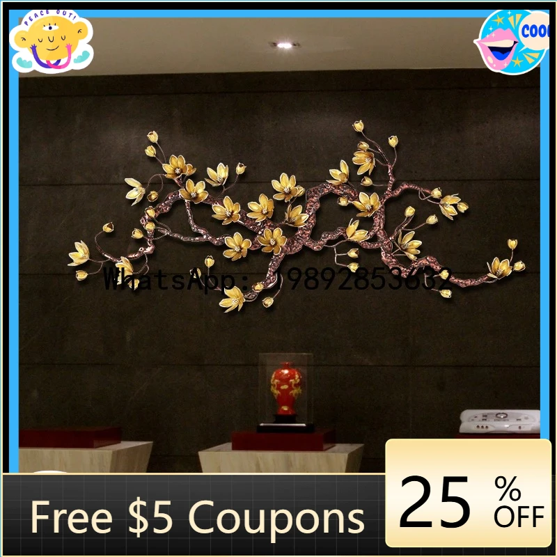 AB  Chinese Style Living Room Background Wa Restaurant Wa Decoration Iron Art Magnolia Wa Hanging Decoration