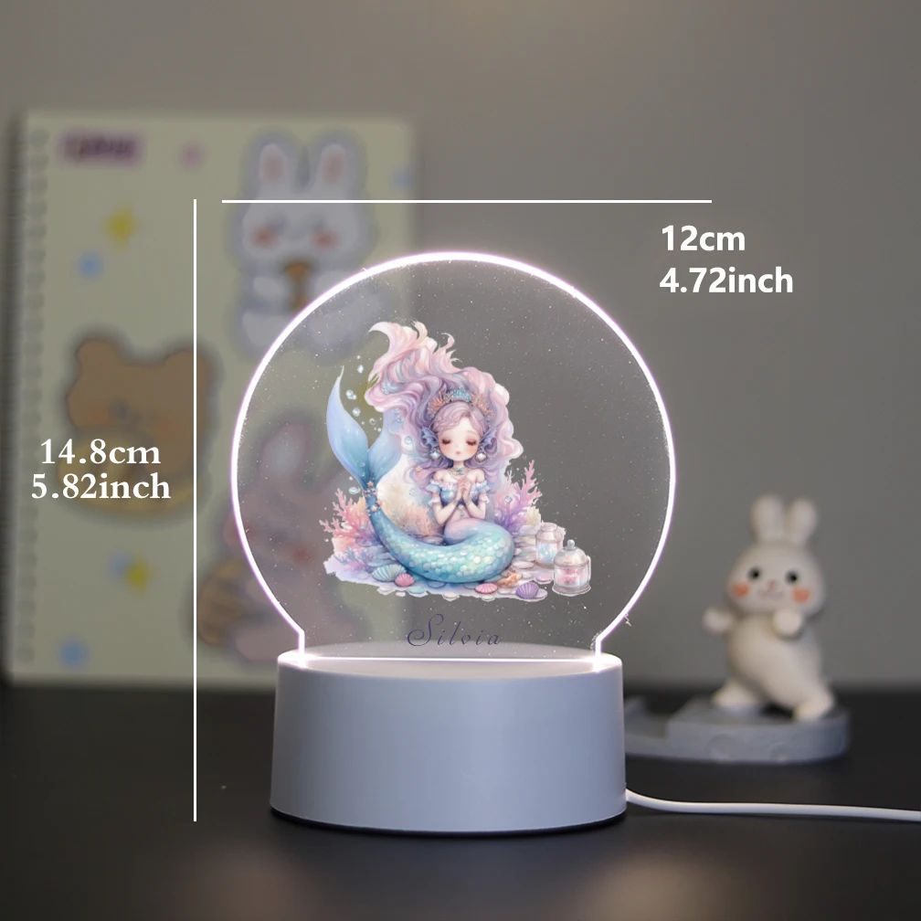 1 customized 7-color gradient night light mermaid Touch dimming bedroom light Multi functional gifts for friends and girlfriends