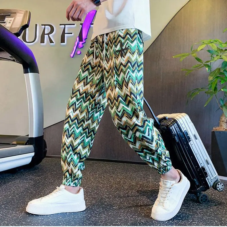 

Loose Casual Harlan Pants for Men Spring Autumn Seasonal Breathable Printed Comfortable Large Size 300 Pounds Trendy Brand