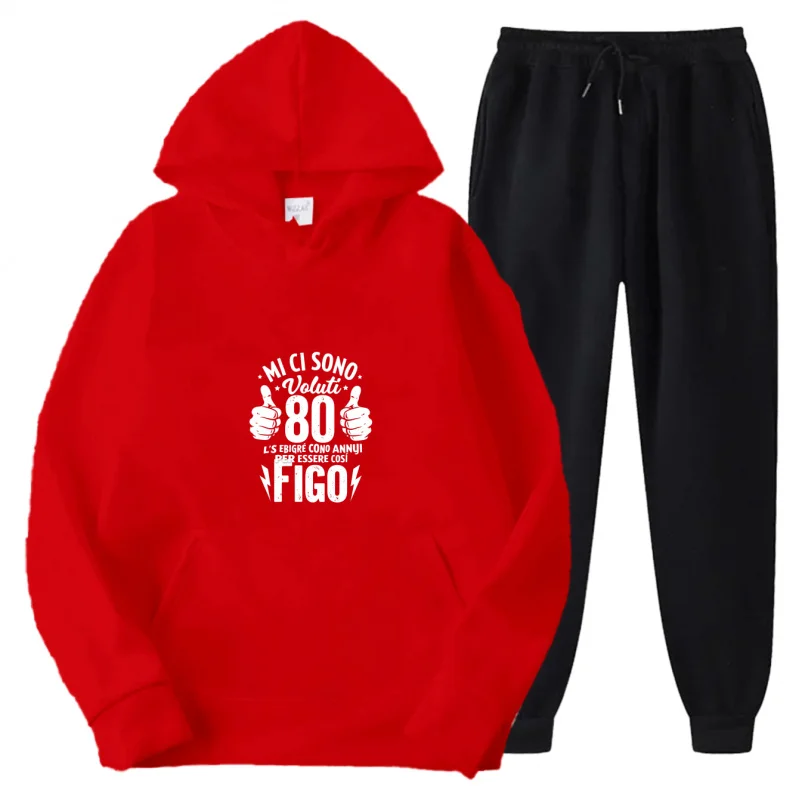 Picture 7: Gray Hoodie Set Printed Pattern And Text 80 Years Old Figo