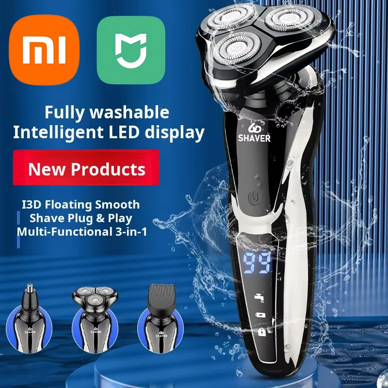 Xiaomi New Shaver LCD Digital Display Full Body Wash Haircut Nose Hair Shaving 3-in-1 Electric Razor Dual Use of Dry Wet