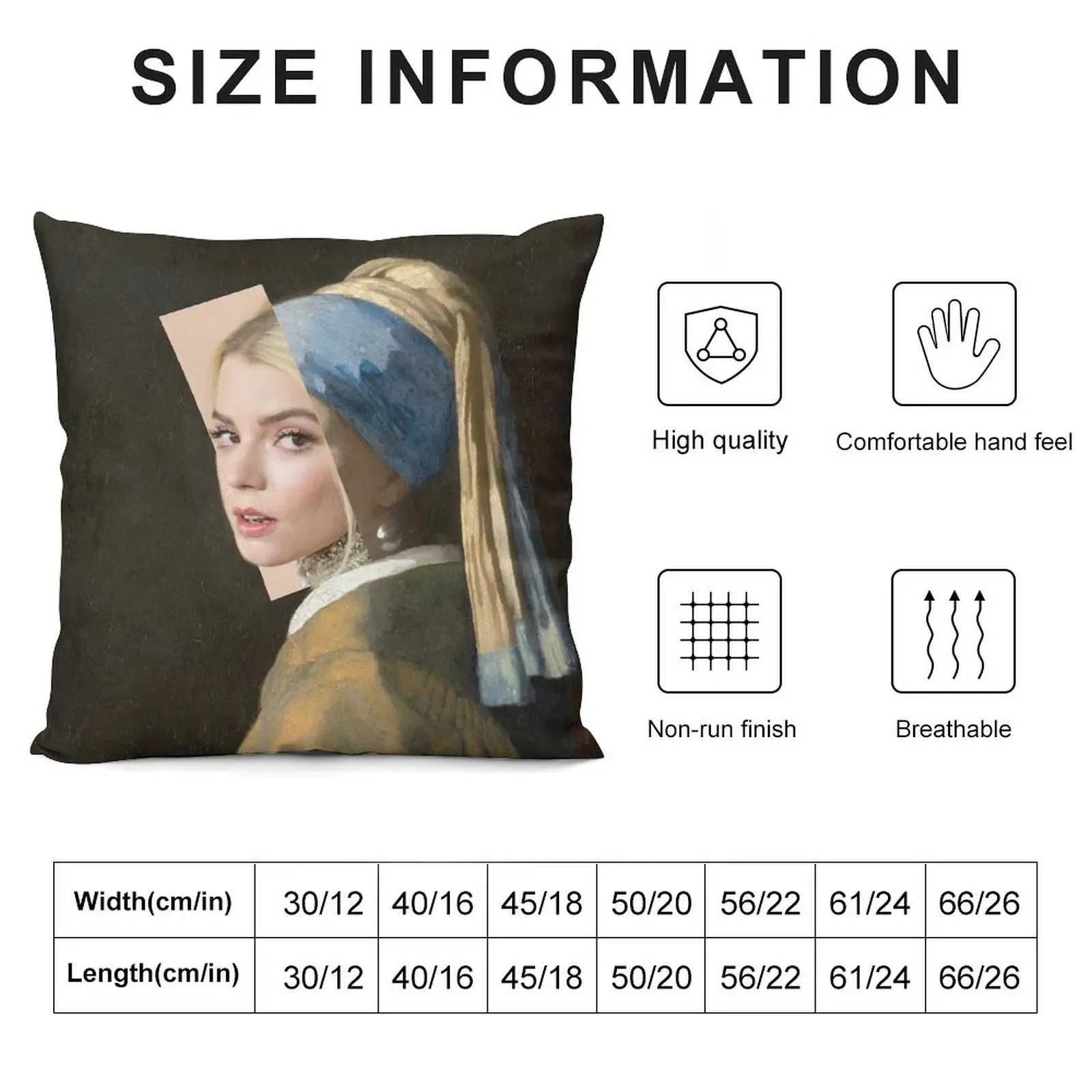 Anya Taylor-Joy Girl with a Pearl Earring Throw Pillow pillow pillowcase Pillow Cases Decorative