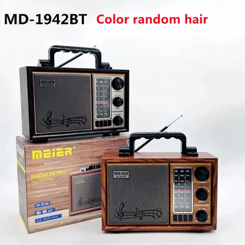 Radio portátil recargable Fm Am Sw de 3 bandas, altavoz Bluetooth multifuncional de alto volumen, tarjeta TF, reproductor de MP3 USB para personas mayores
