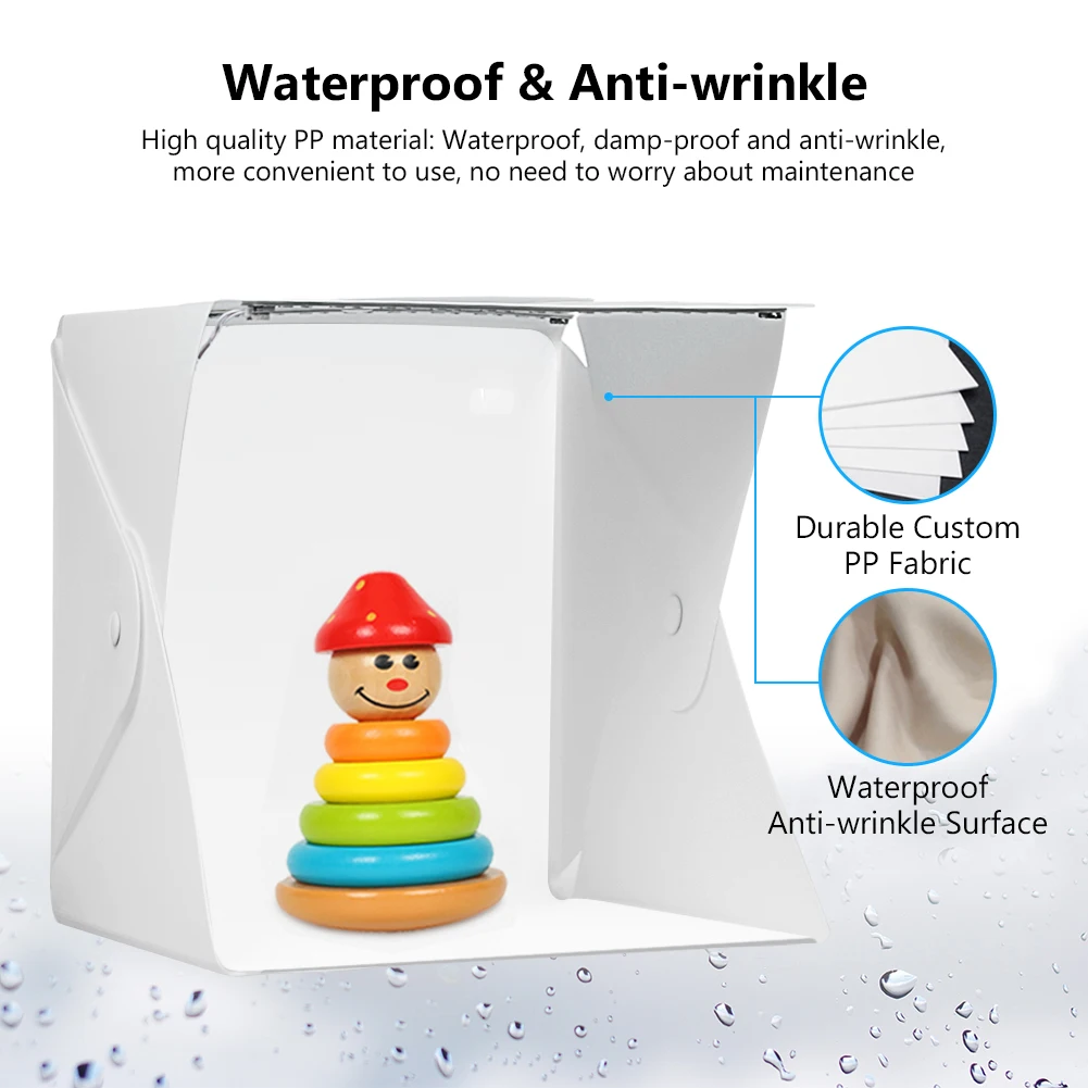 Mini Folding Studio Diffuse Soft Lightbox 24.5x22x22cm With Double LED Light 6 Color Photography Background Photo Studio Box