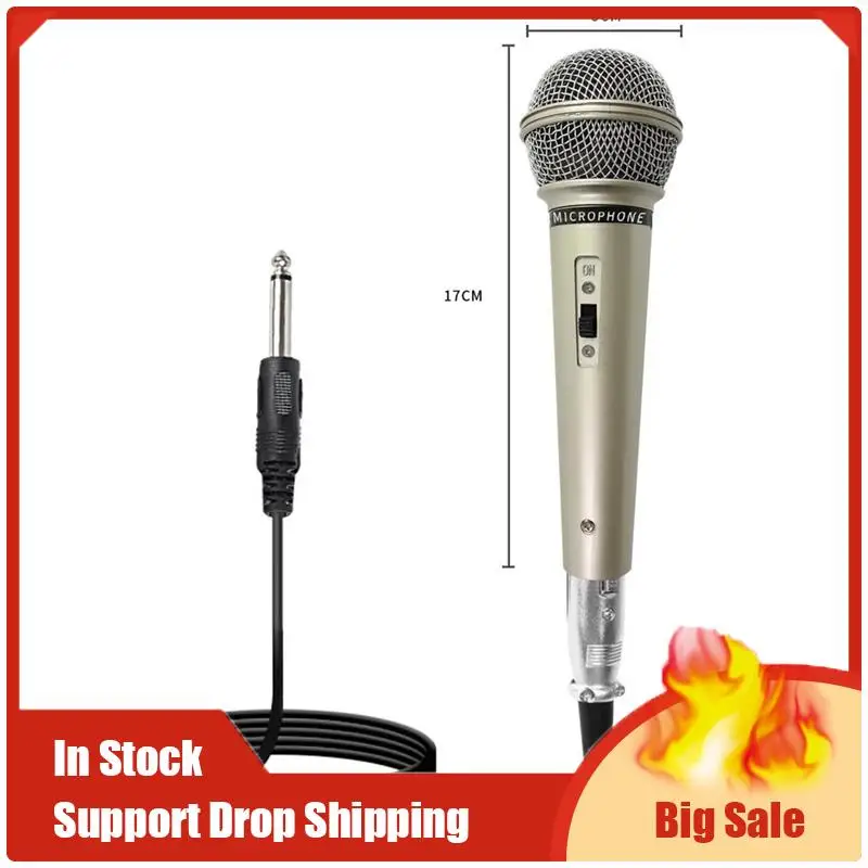 ميكروفون سلكي ديناميكي احترافي لمرحلة الغناء في المنزل كاريوكي ومكبر صوت للكمبيوتر - سهل الاستخدام