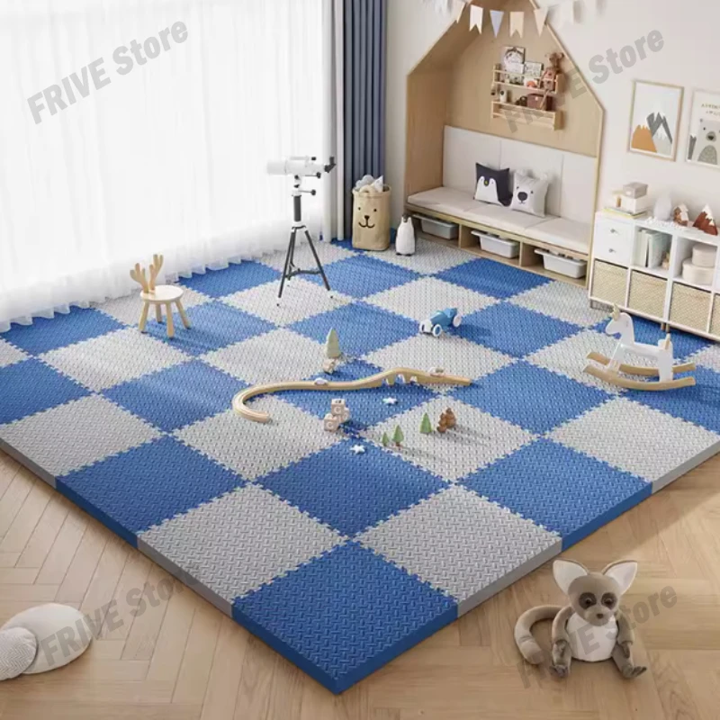 12Pcs Interlocking Puzzle Tiles Toy Rug Anti-skid Sports Anti-fall Floor Mat Non-Toxic Square Gym Baby Playroom Decorative Mat