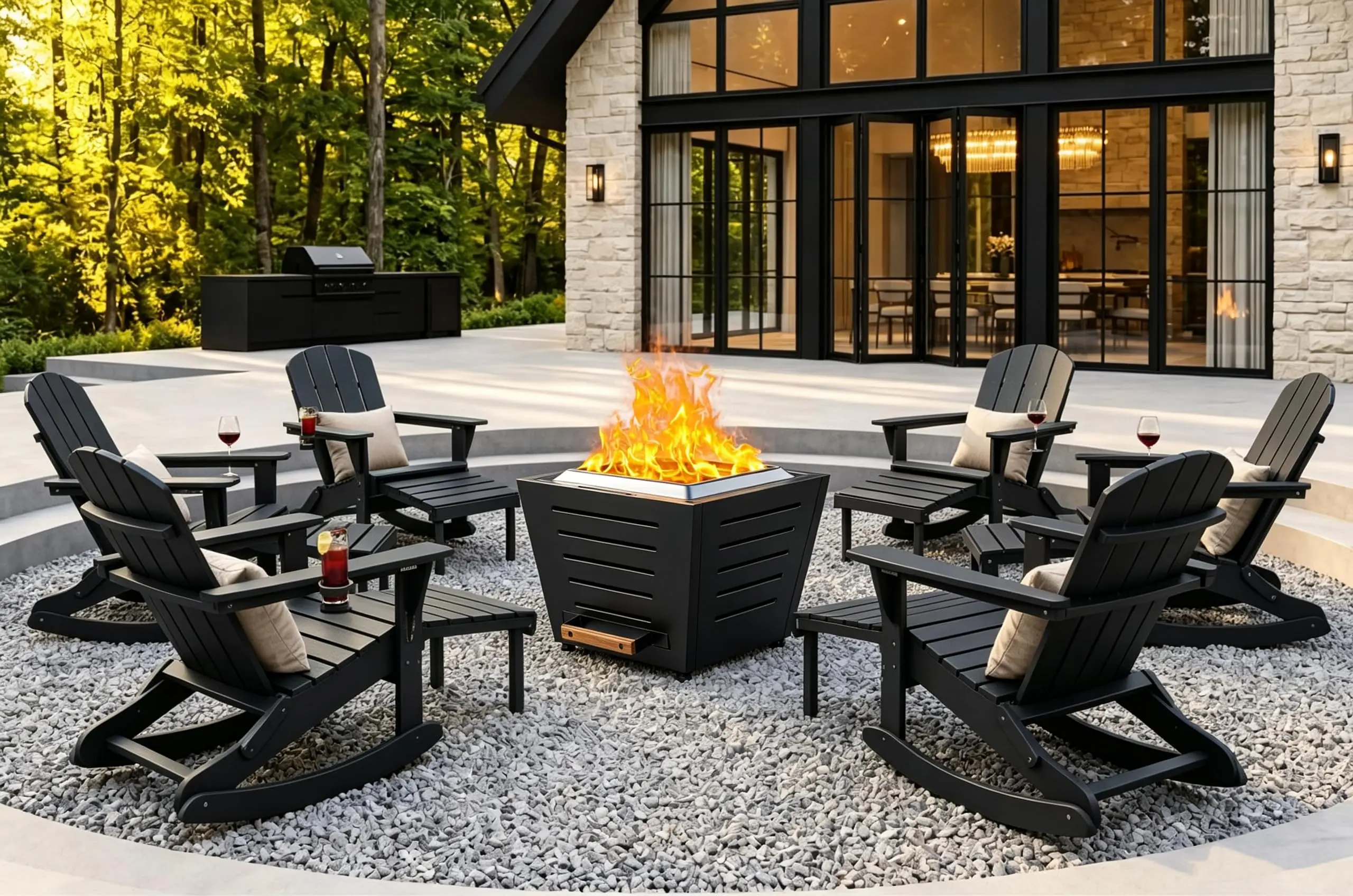 Smokeless Firepit 35 inch, Portable Outdoor Fire Pit, Black Vent