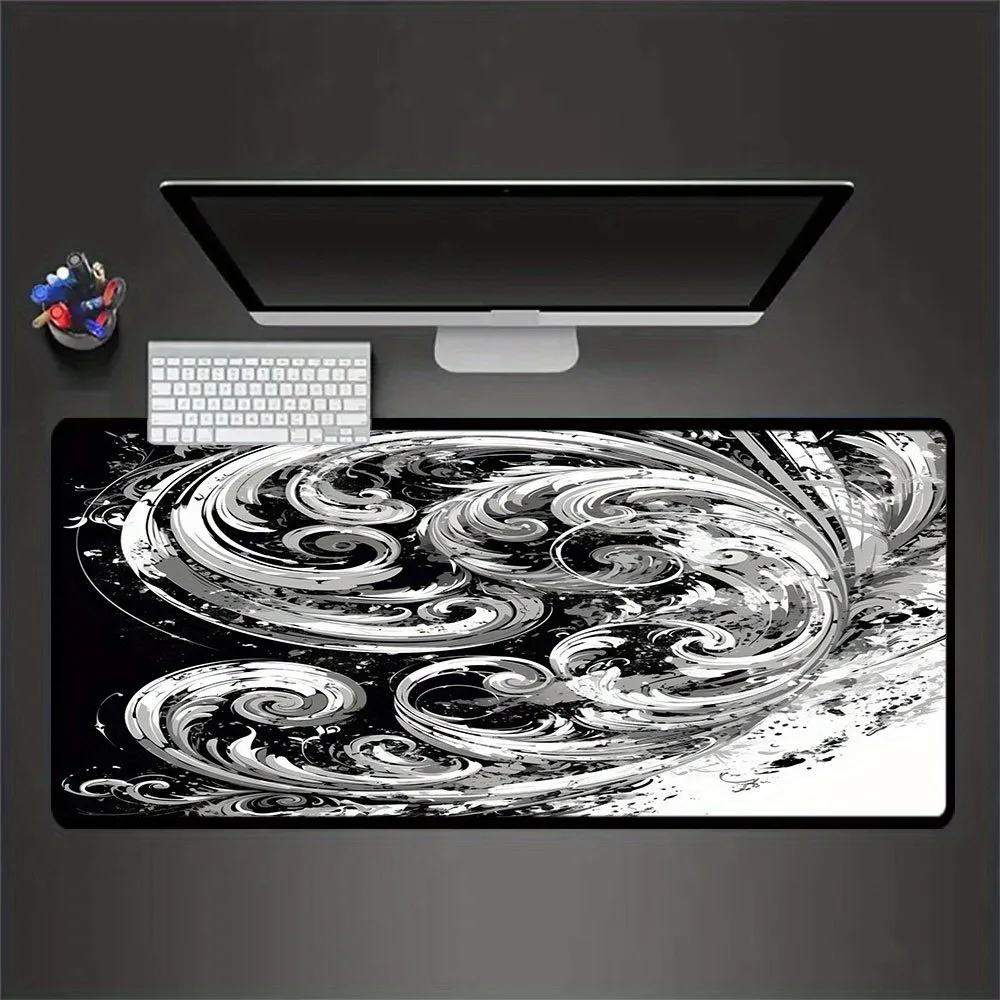 Black Ripple Fluid Mouse Pad Large Computer Office Game Table Mats XXL Rubber Anti-slip Gaming Keyboard Mousepads Long Desk Pads