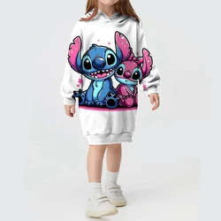 Cute Stitch cartoon hoodie for kids Kawaii designs long-sleeved winter sweatshirt fashion Funny children's tops for Disney