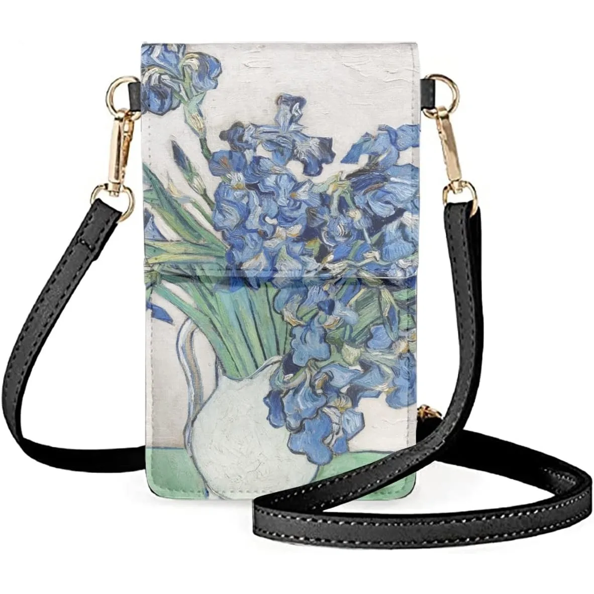 

PU Leather Phone Purse Clear Paint Print Small Crossbody Bag Cell Phone Pouch Shoulder Bag