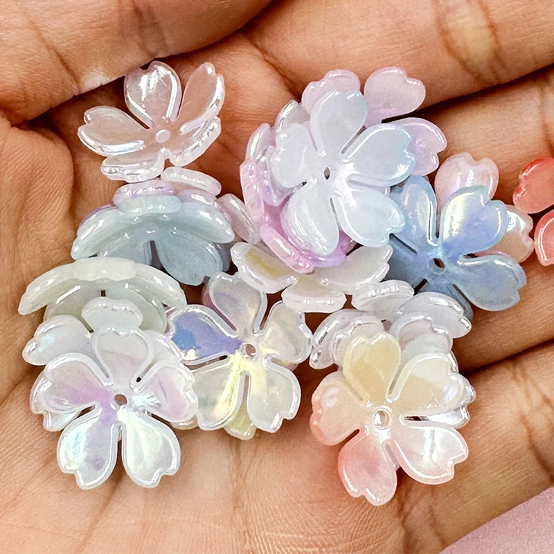 20pcs/lot 18mm ABS Colored Plum Blossom Acrylic Beads  Flower Spacer Beads For Making Jewelry DIY Bracelet Necklace Accessories