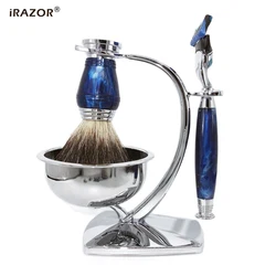 iRAZOR New Royalblue 5-Layer Fusion Safety Razor Shaving Kit Barber Tool Accessories Unique Father's Day Gift for Men