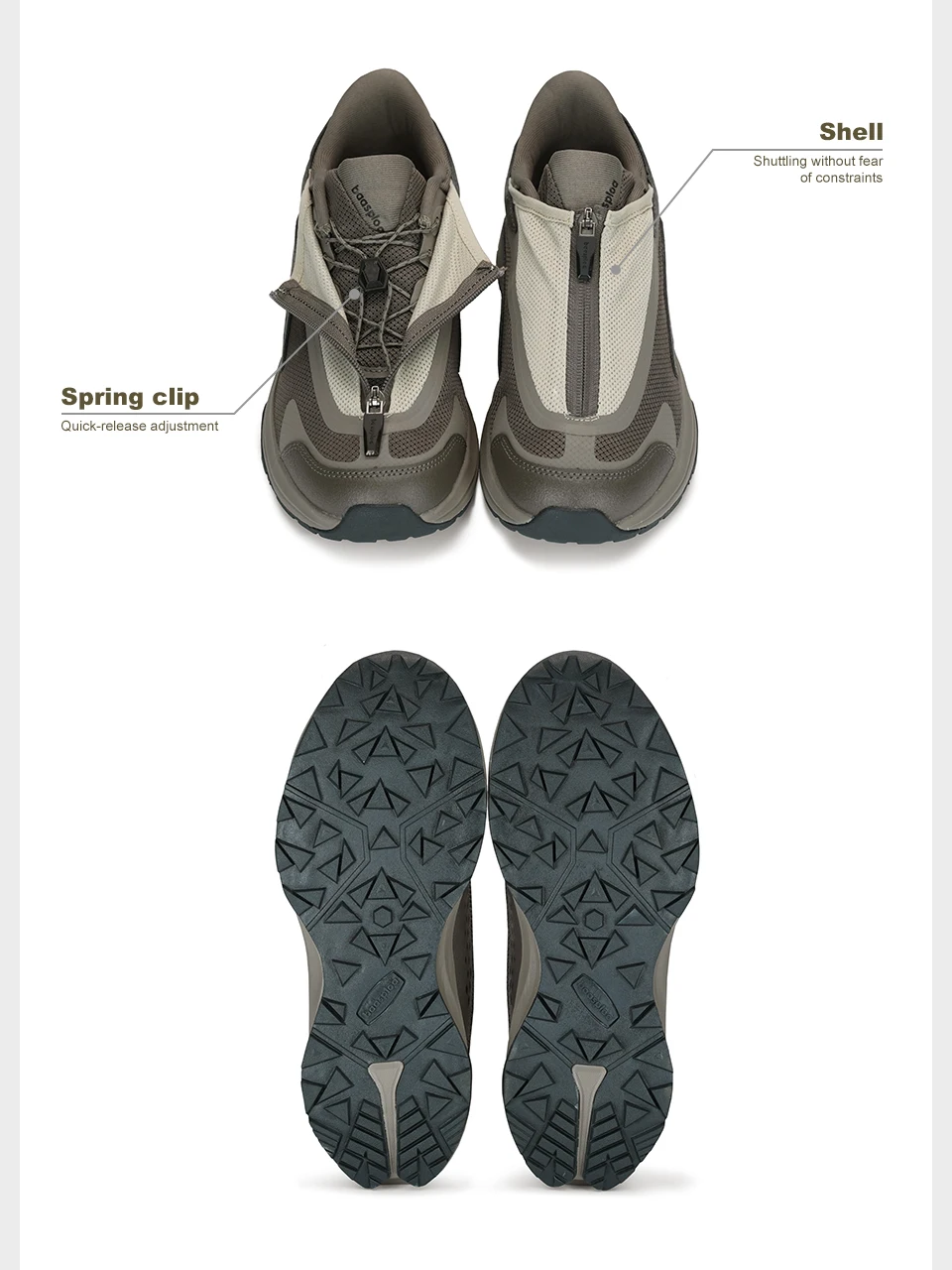 Baasploa Herren Trail Adventure Trainingsschuhe mit Seitenreißverschluss Outdoor-Fußbekleidung Atmungsaktive Reise-Sneaker Leichte Wanderschuhe – Detail 18